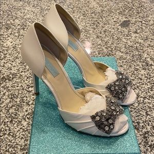 Betsey Johnson Ivory Satin Heels